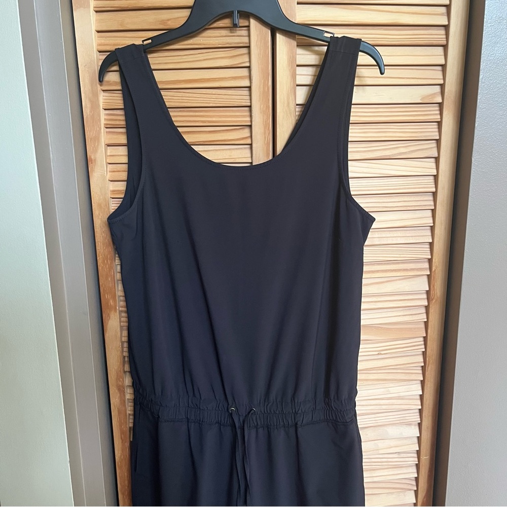 Athleta Crossback Black Sleeveless Jumpsuit Romoer Athletic Joggers Size 12 - Picture 2 of 14
